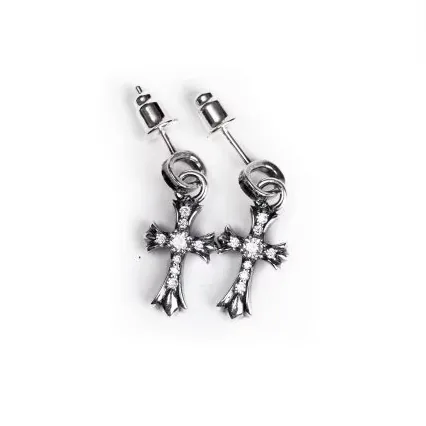 CH Cross Baby Fat Stud Earrings With Pave Diamond 1