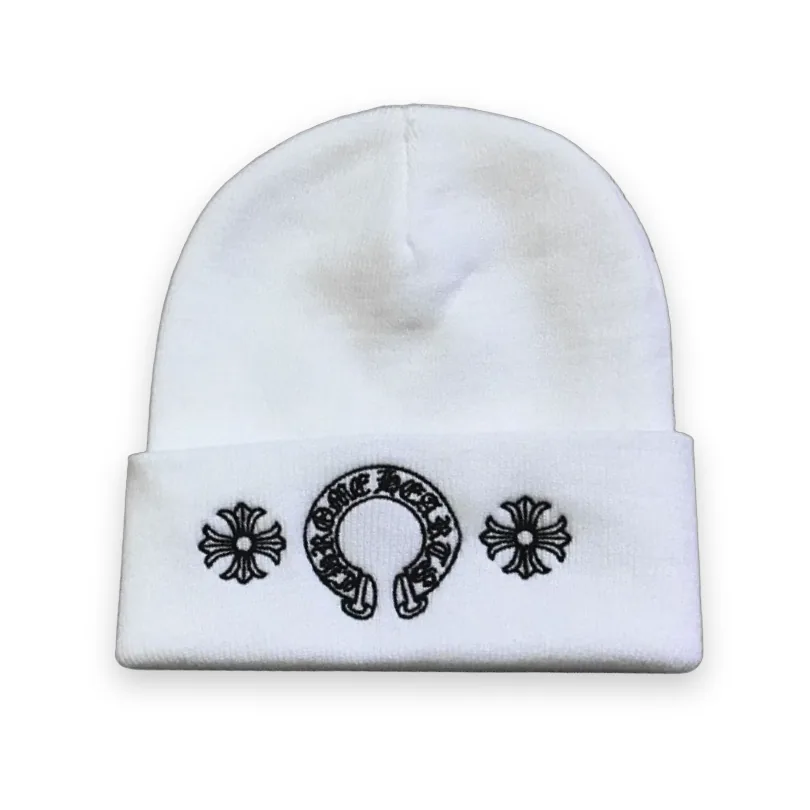Chrome Hearts Beanie Three Flowers White 1