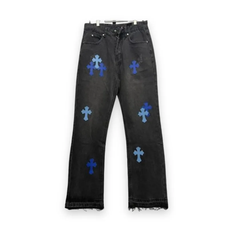 Chrome Hearts Black and Blue Cross Jeans 1