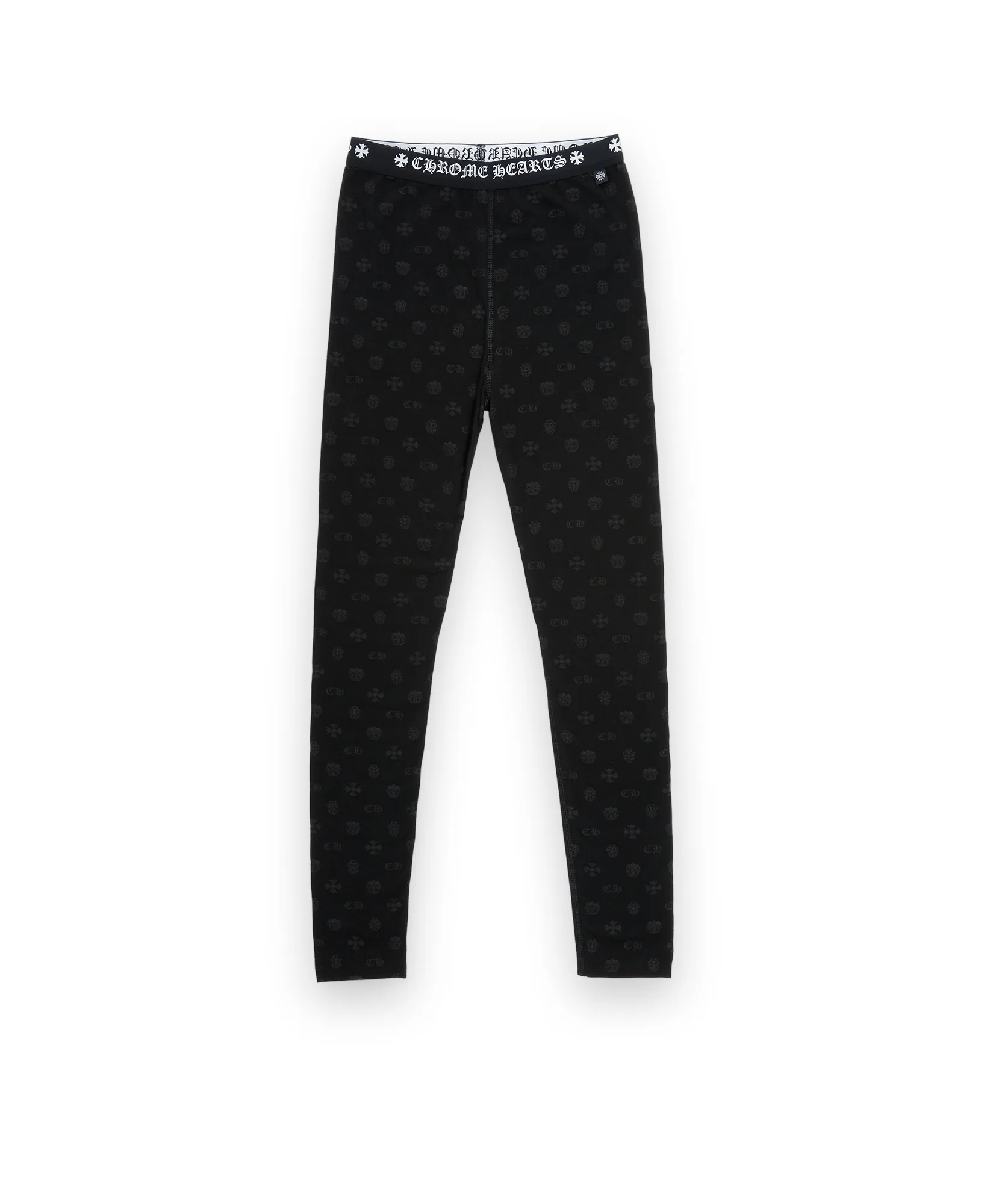 Chrome Hearts Black Cotton Leggings With Gray Multilogo Print 1