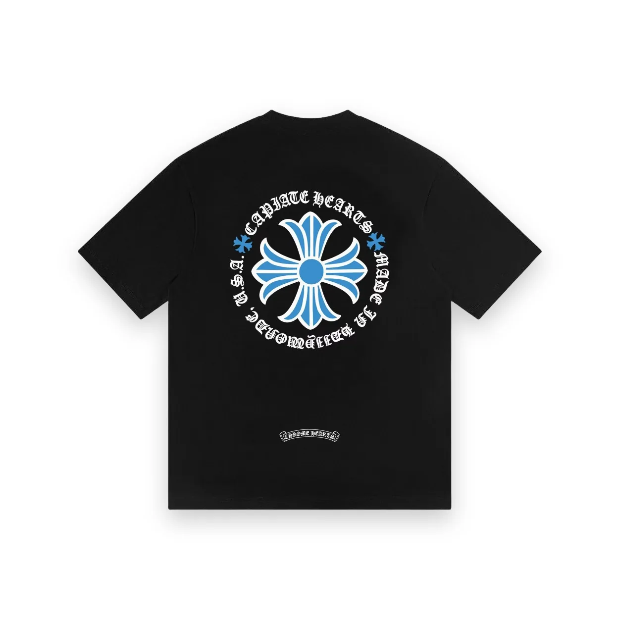 Chrome Hearts Blue Cross Logo Black T-Shirt 1