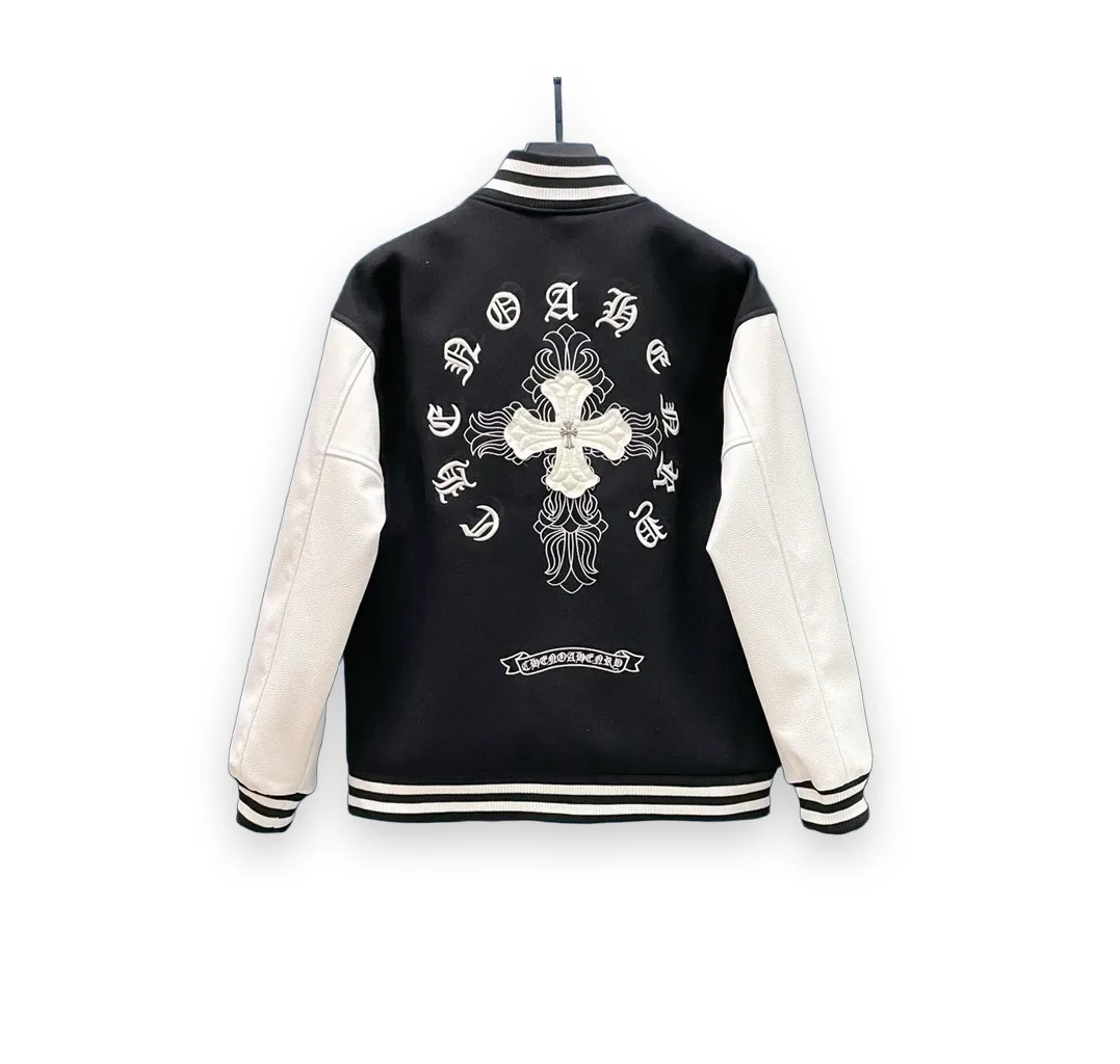 Chrome Hearts Cross Patch Varsity Jacket - Black/White 1