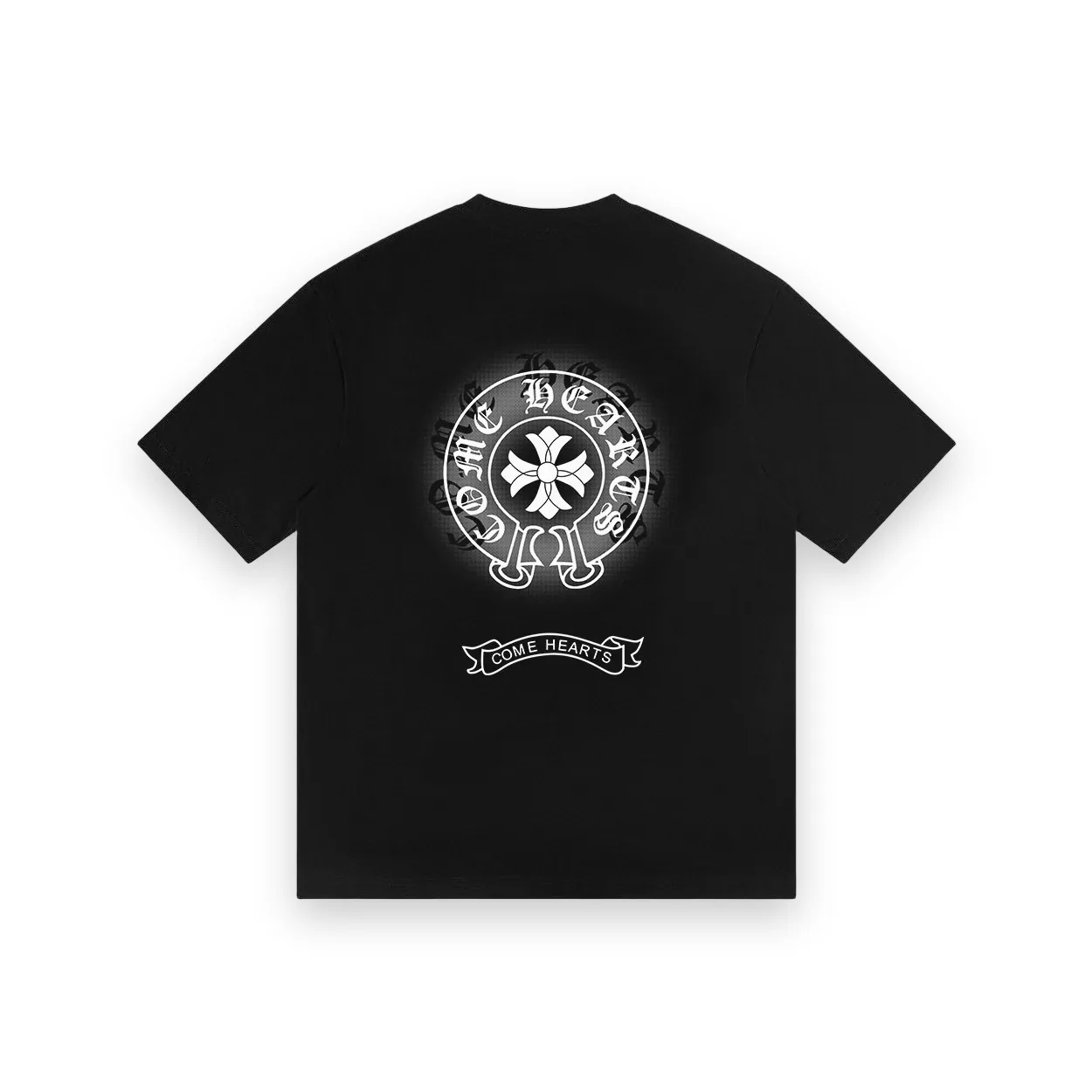Chrome Hearts Horseshoe Floral Cross Graphic Black T-Shirt 1