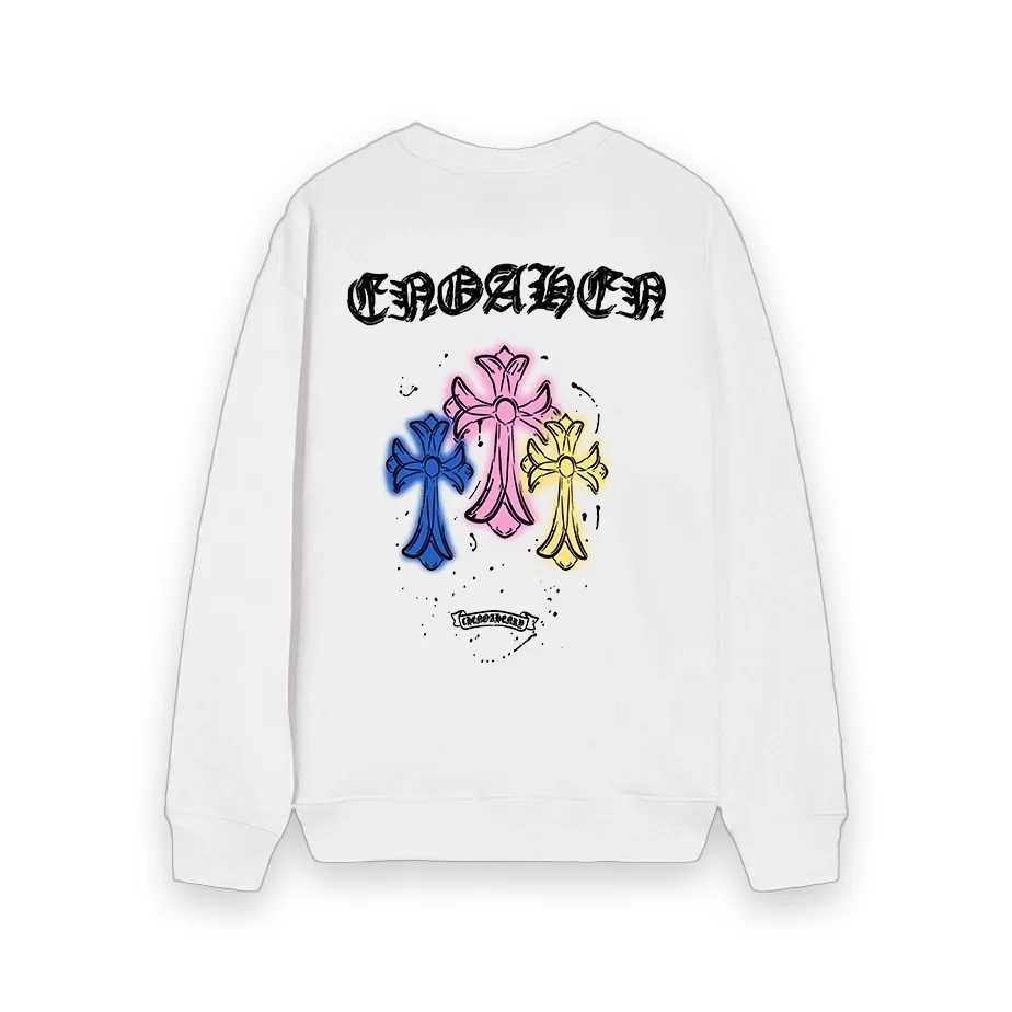 Chrome Hearts Neon Trinity Cross Long Sleeve Tee White 1