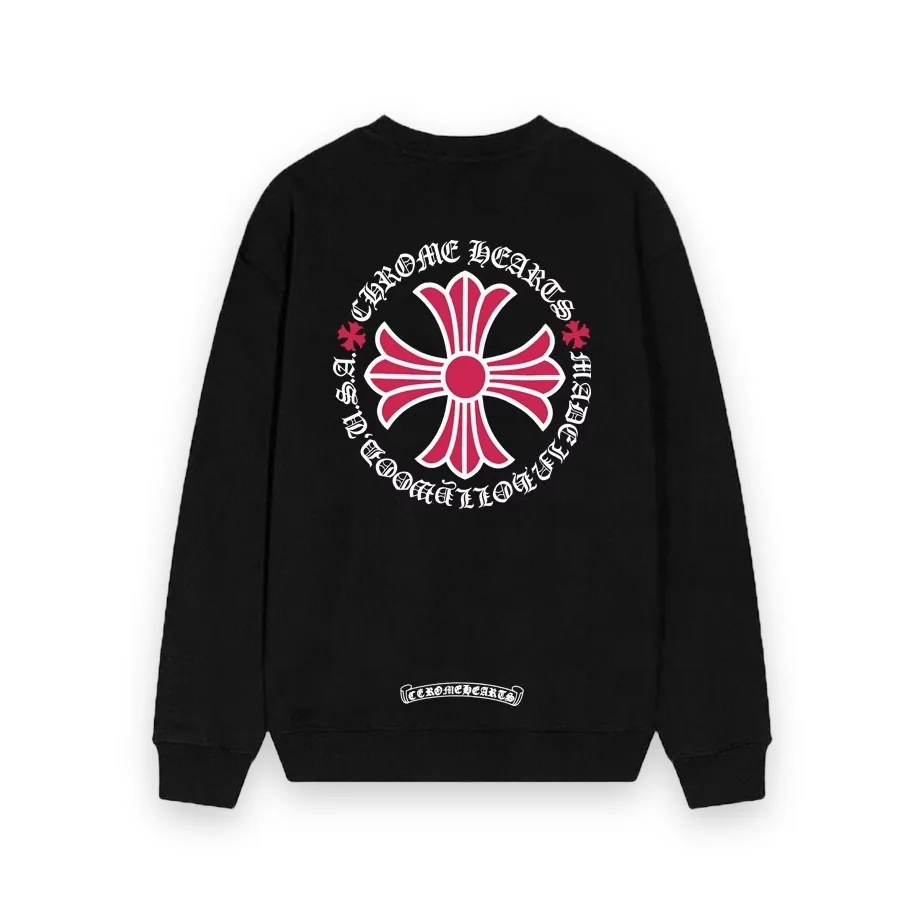 Chrome Hearts Pink Cross Circle Sweatshirt - Black 1