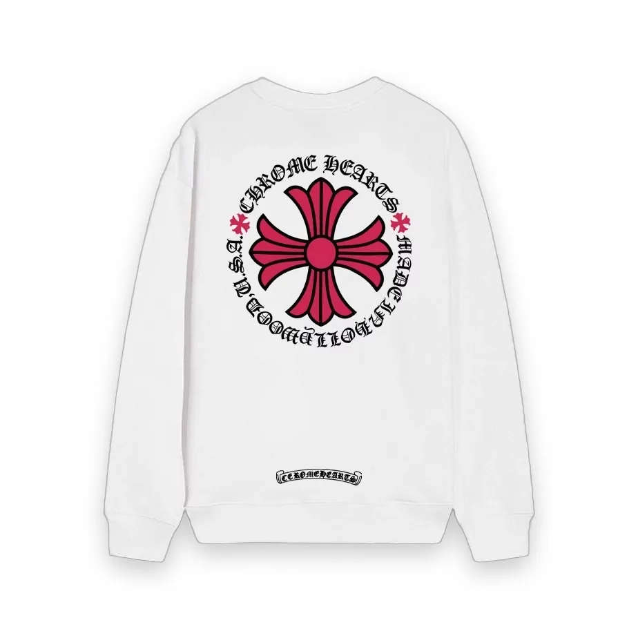 Chrome Hearts Pink Cross Circle Sweatshirt - White 1