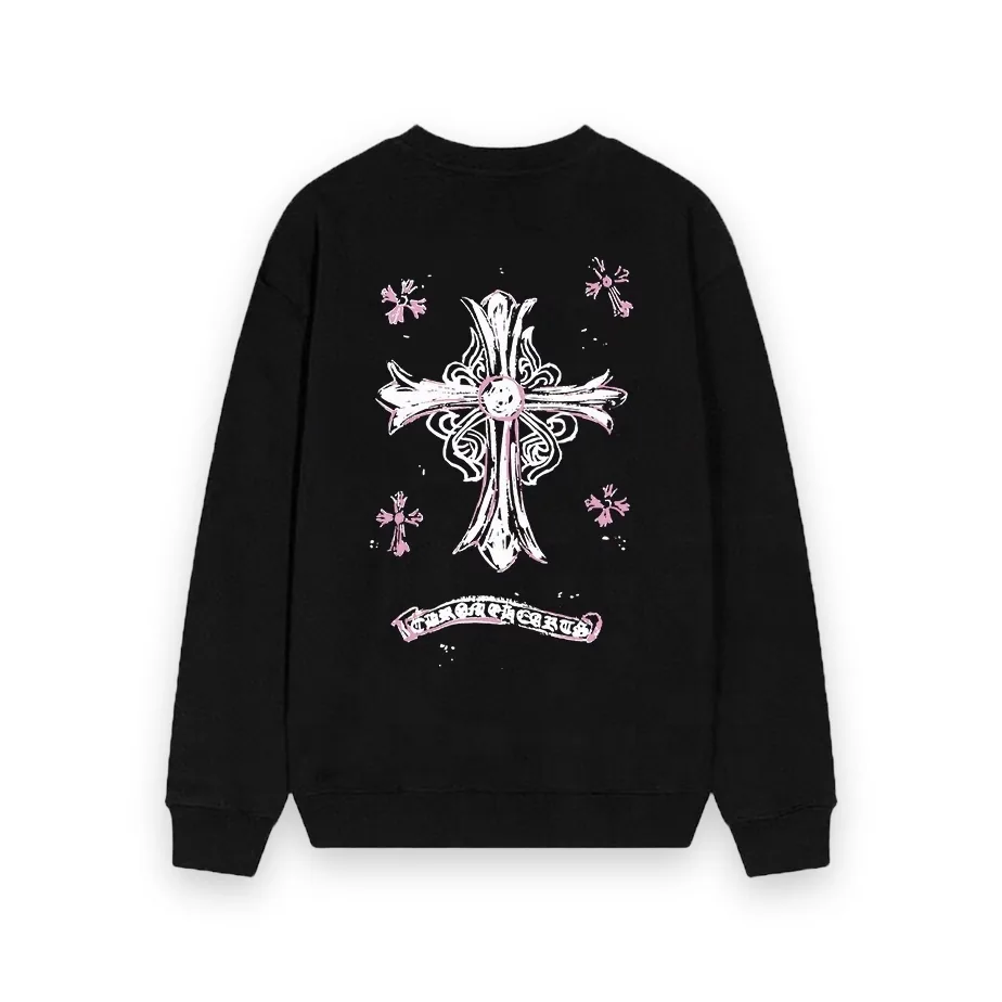 Chrome Hearts Pink Horseshoe Cross Long Sleeve Black 1