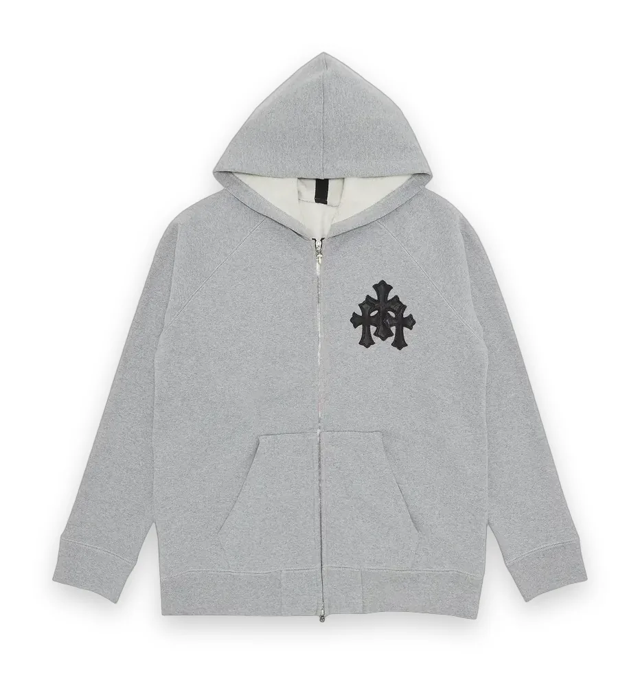 Chrome Hearts Triple Leather Cross Zip Up Hoodie 1