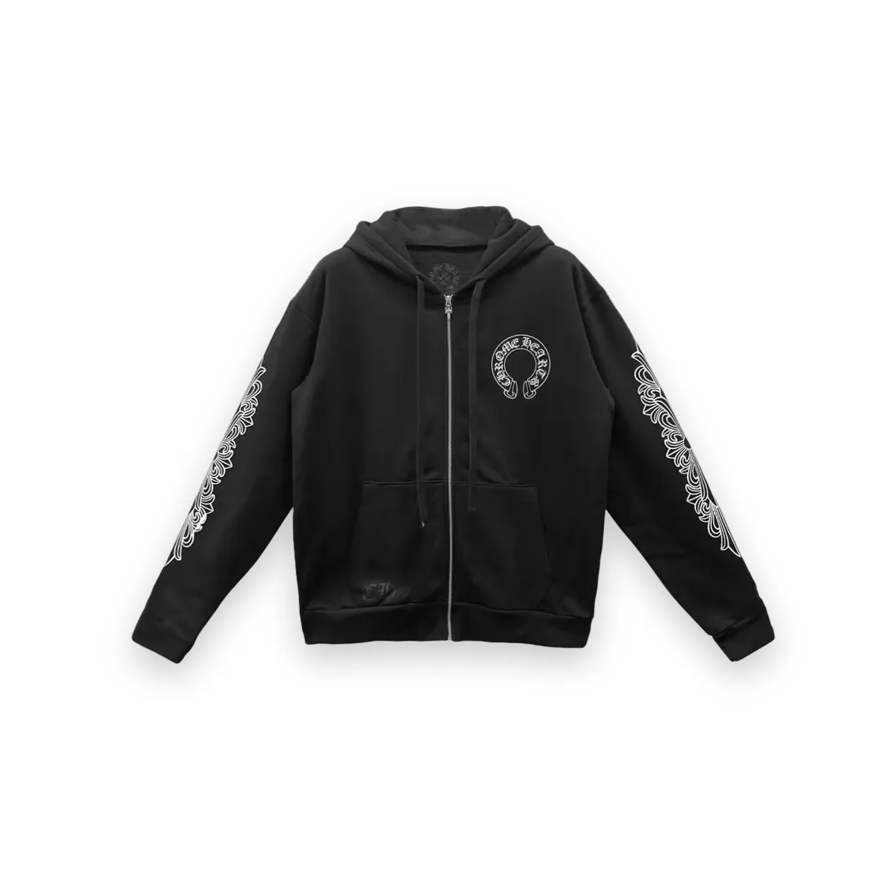 Chrome Hearts Zip Up Hoodie F**kyou Horseshoe Floral Sleeve 1