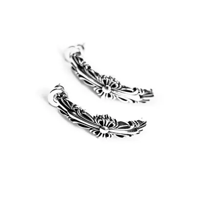 Double Floral Cross Hoop Earring 1