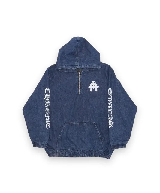 Ruckus Hooded Denim Cross Patch Jacket 1